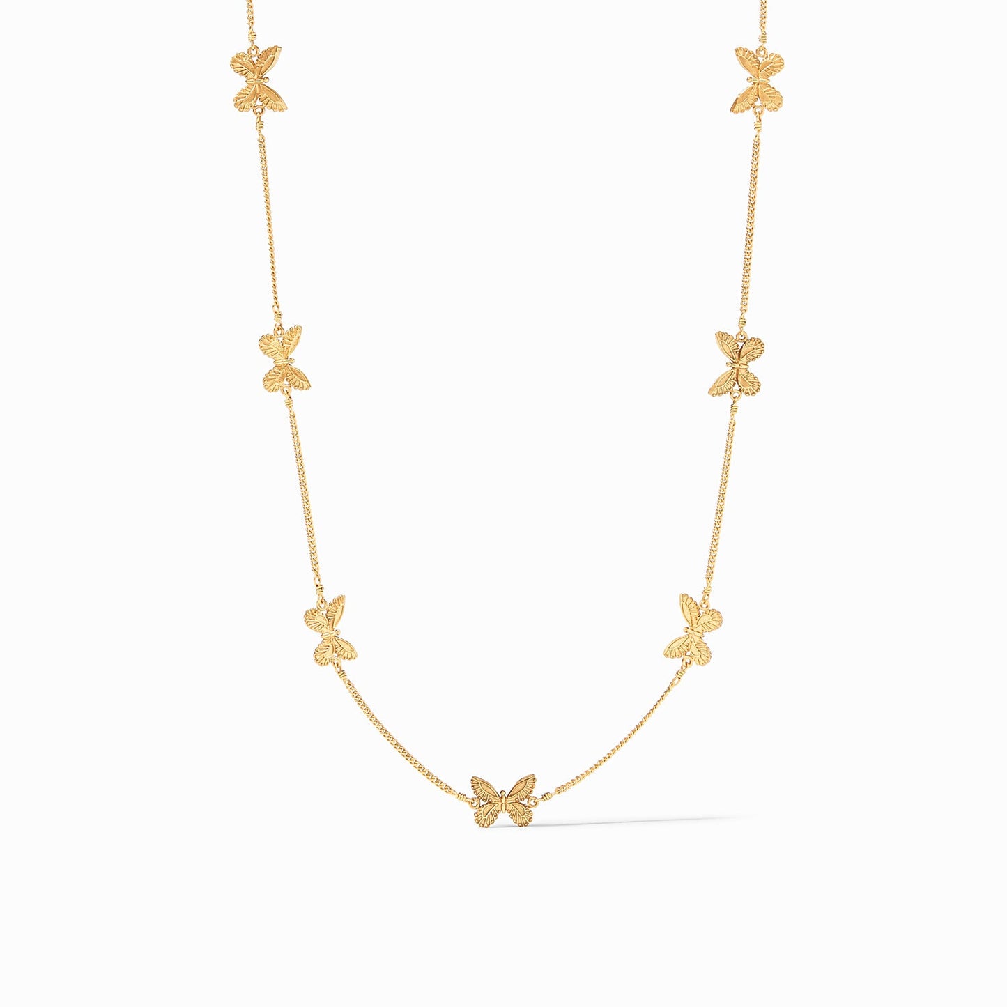 Butterfly Delicate Station Necklace Gold-OS