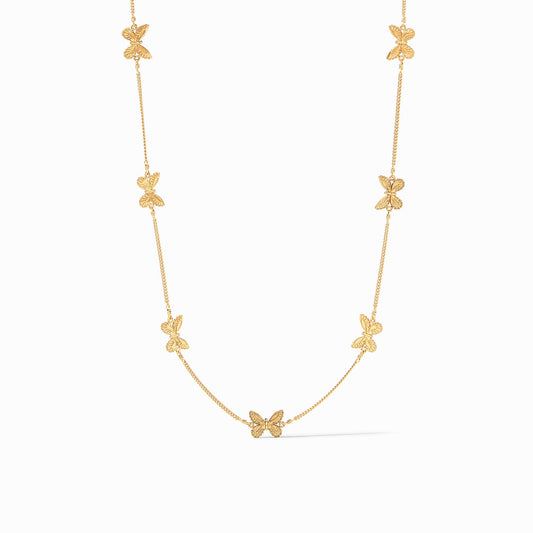 Butterfly Delicate Station Necklace Gold-OS