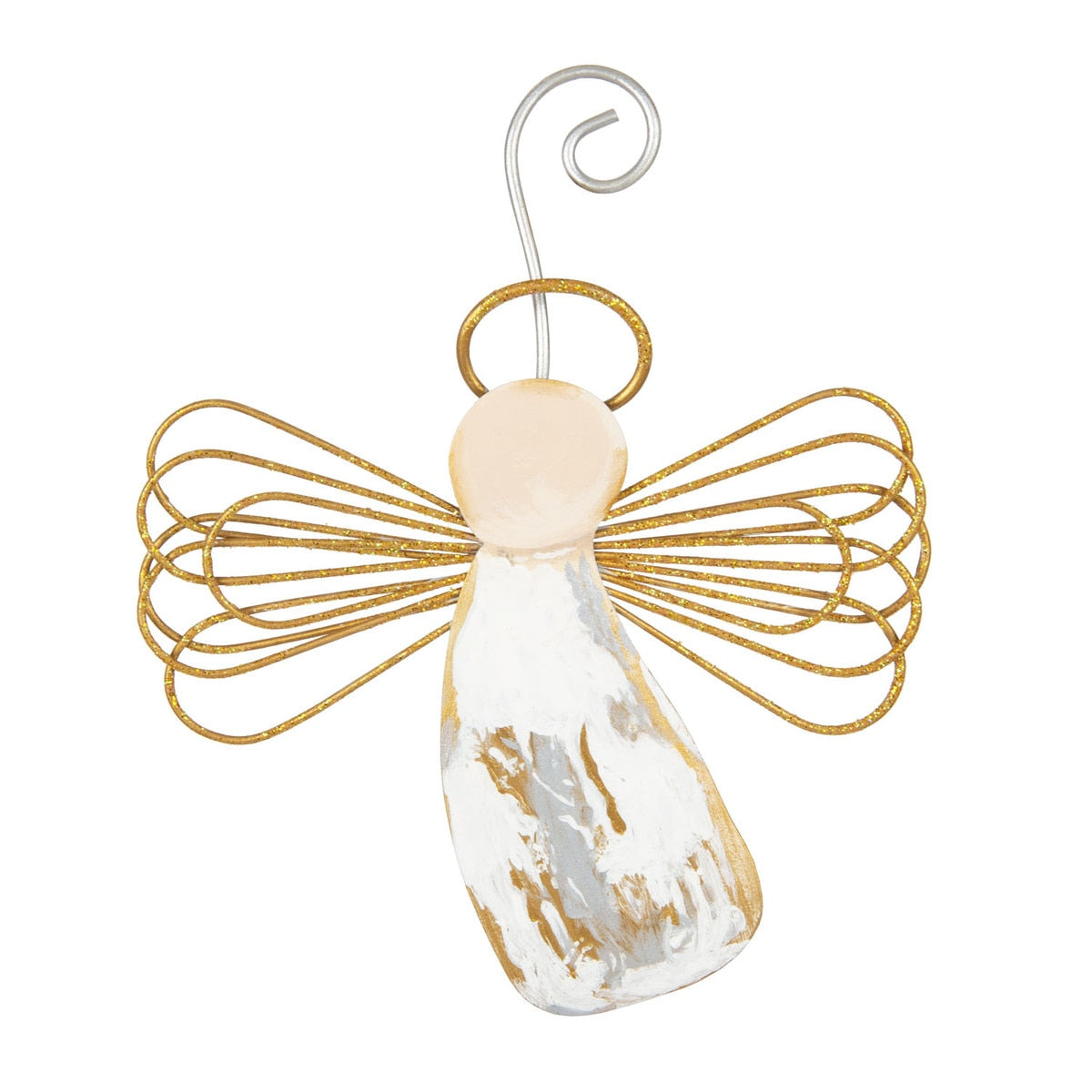 Round Top Ornament Angel Gilded Wire Wings
