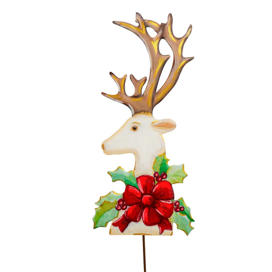 Stake Deer Head Elegant White