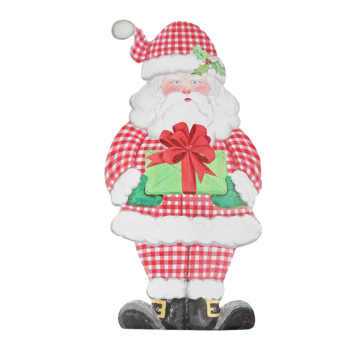 gingham santa stake round top collection