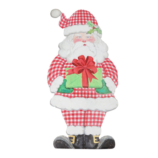 gingham santa stake round top collection