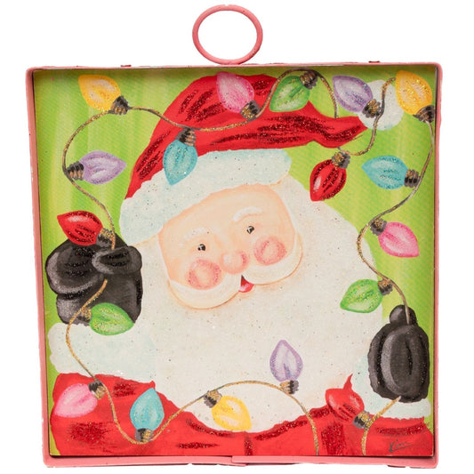 Print Mini Santa & Bulbs Merry & Bright