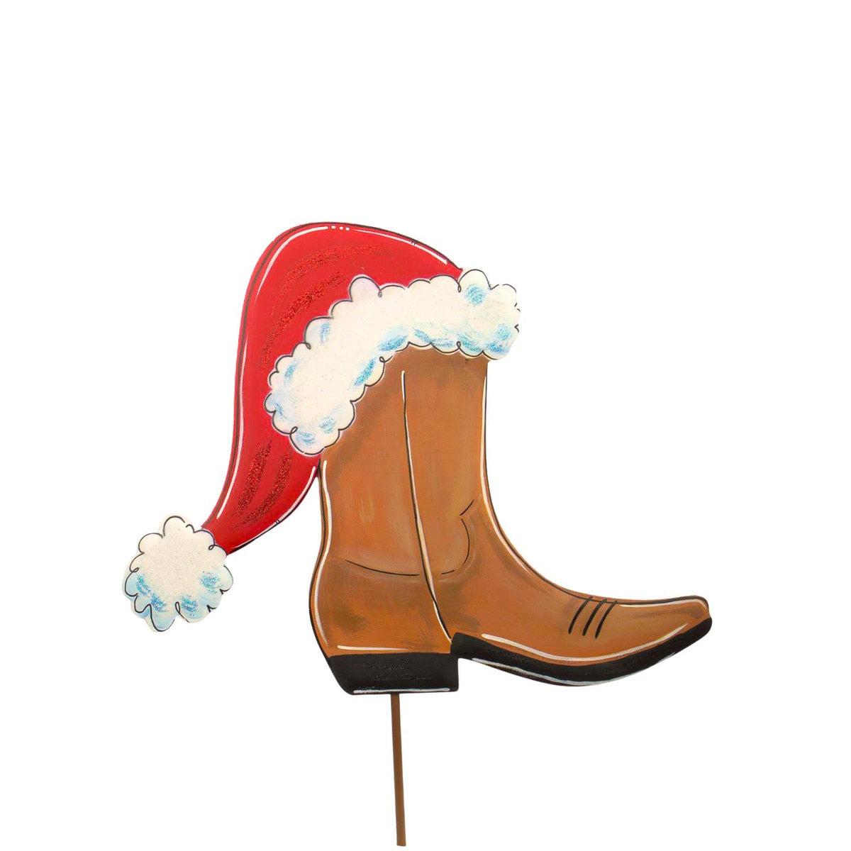 Stake Cowboy Boot Santa Hat