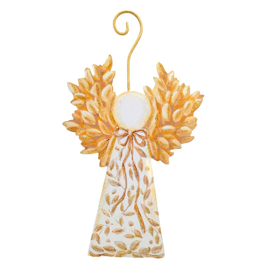 Round Top Ornament Angel Golden Winged