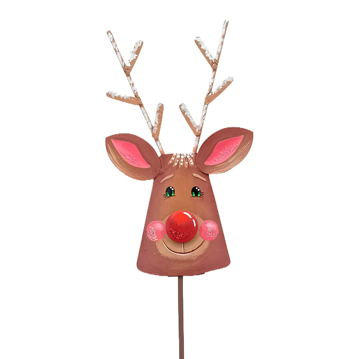 Round Top Stake Round Top Stake Rudolph Snowy Small
