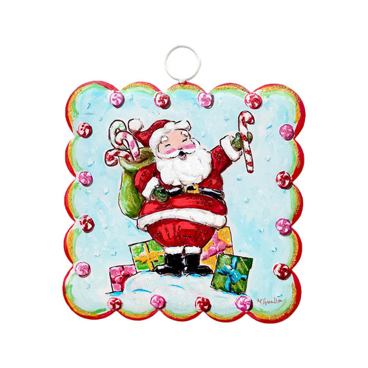 Round Top Mini Scallop Belly Laugh Santa with Gifts