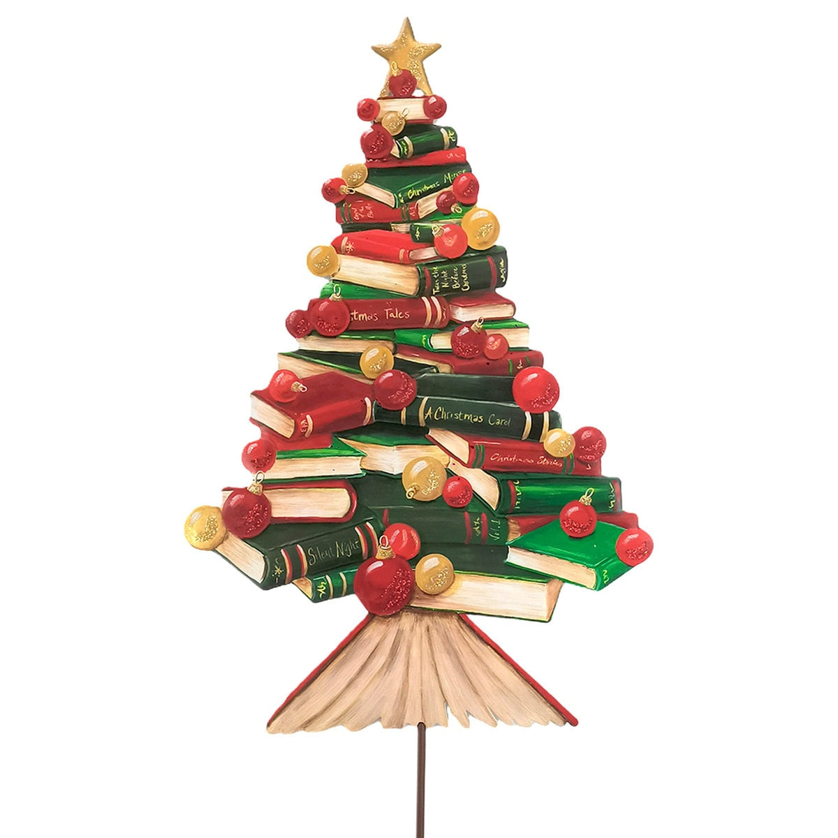 Round Top Tree Book Stack Christmas