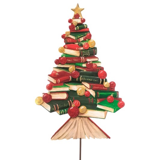 Round Top Tree Book Stack Christmas