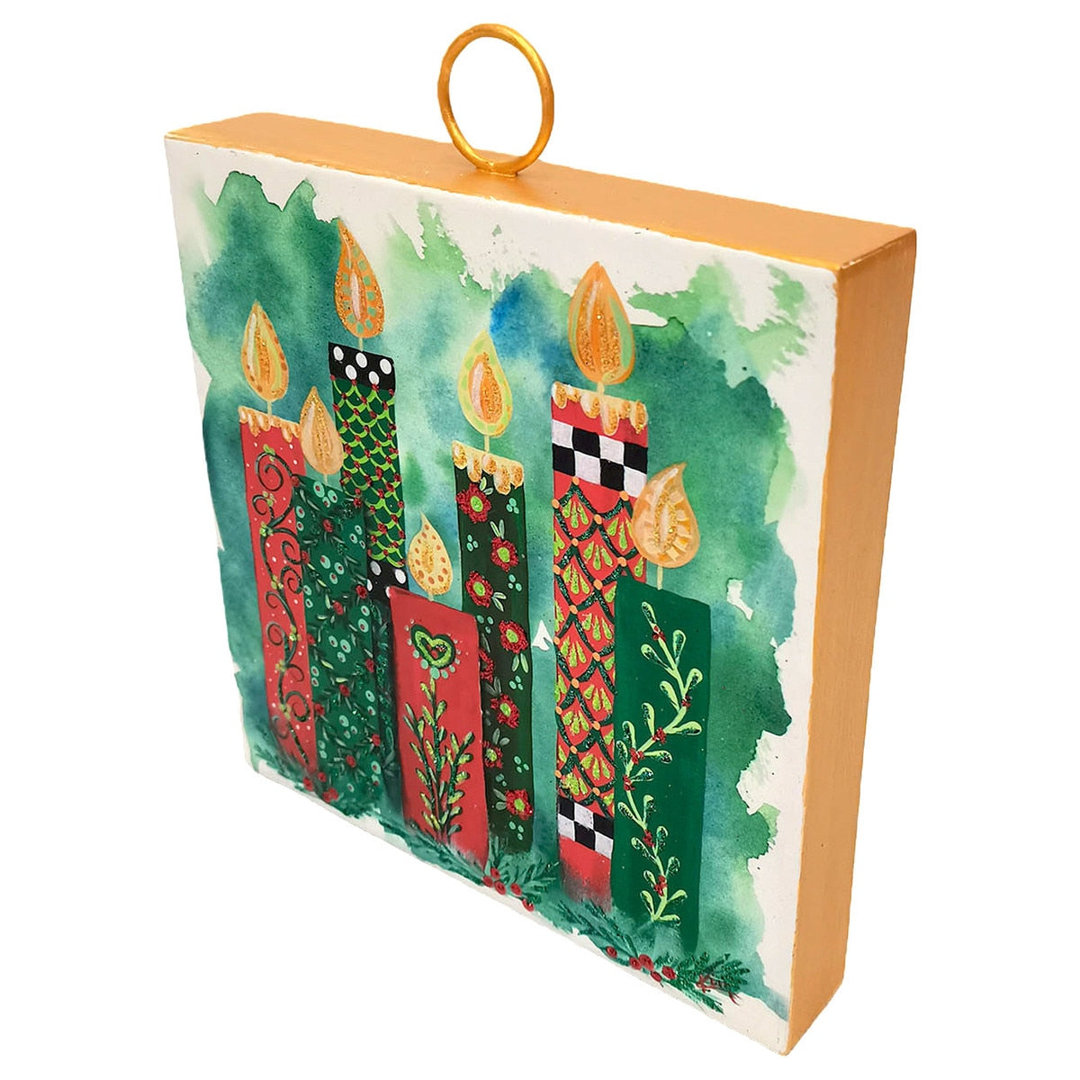 Round Top Art Block Christmas Cottage Candles
