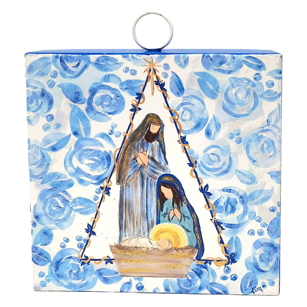 Round Top Art Block Holy Family Chinoiserie