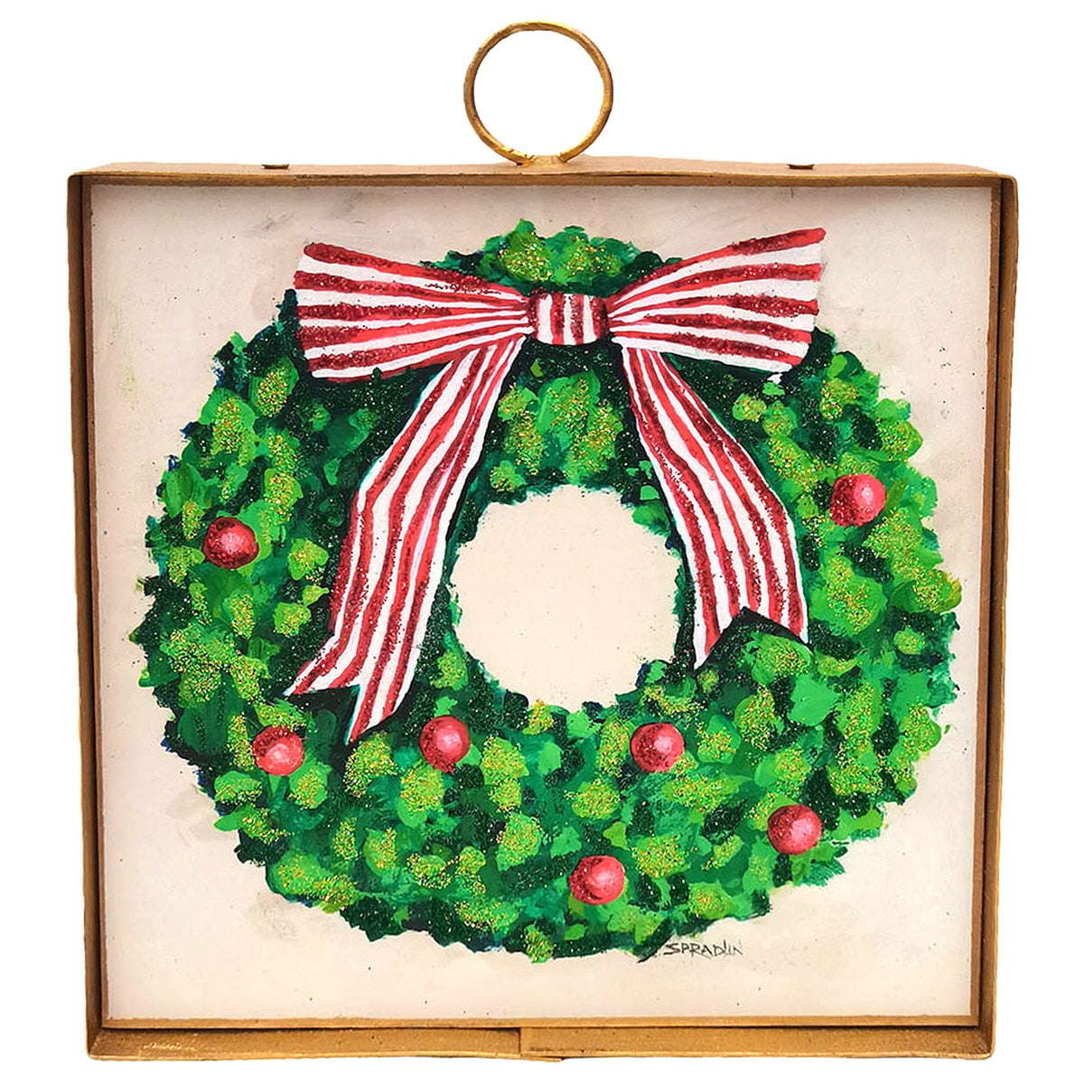 Round Top Art Mini Green Wreath Red Balls