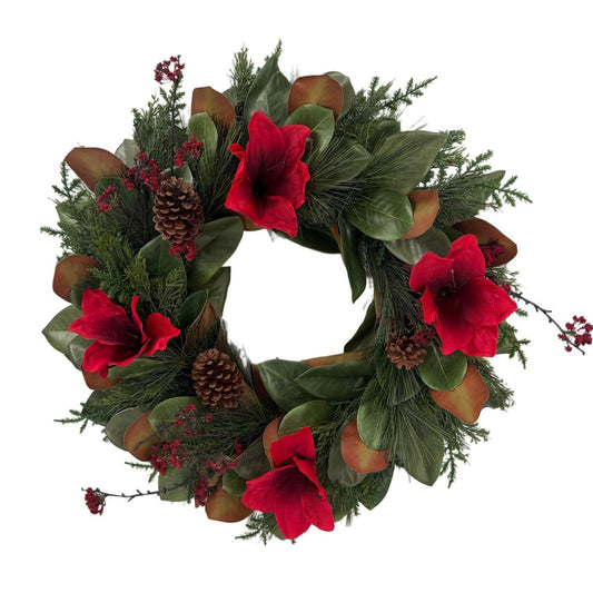 Round Top Wreath Amarilis 30"
