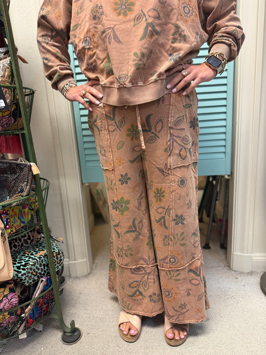PANT FLOWER PRINT TERRY KNIT