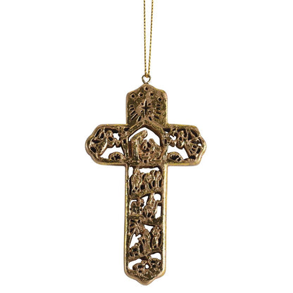 Ornament Nativity Cross Gold 4H