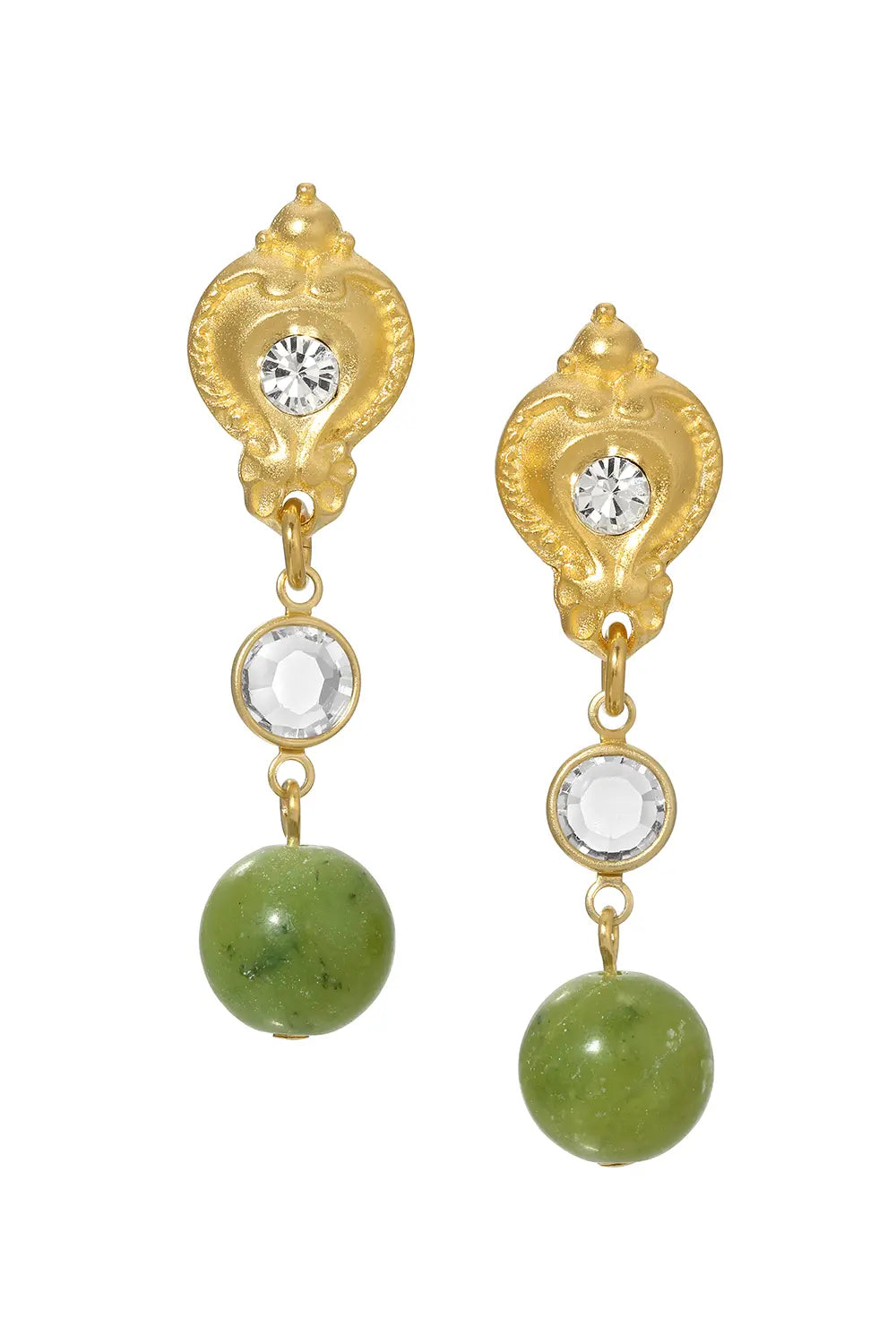French Kande Epoque Earrings Verte Jade