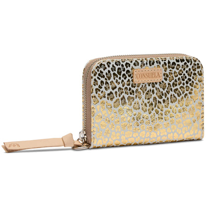 Gold leopard zippy wallet, Kit Consuela Wallet