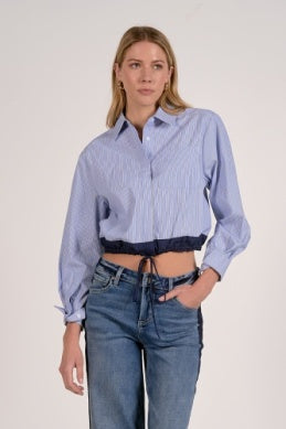 Elan Top Button Down Crop