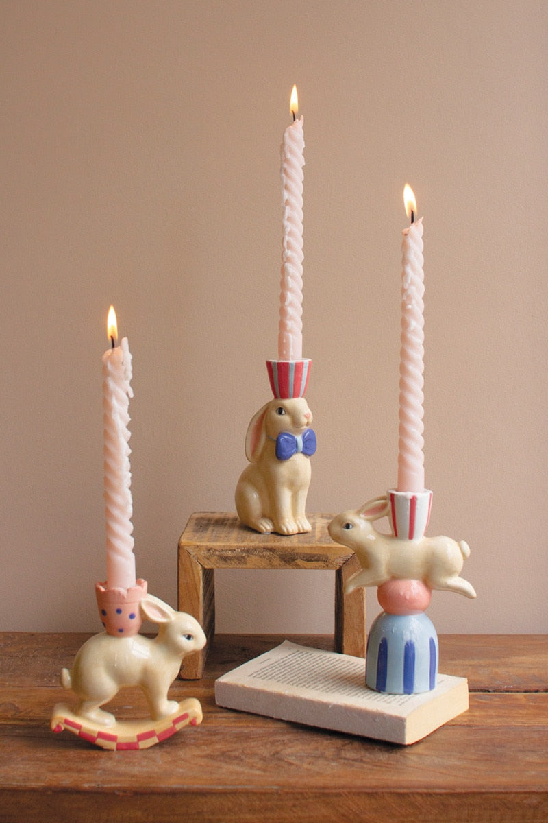 Taper Candle Holders Bunny Ceramic