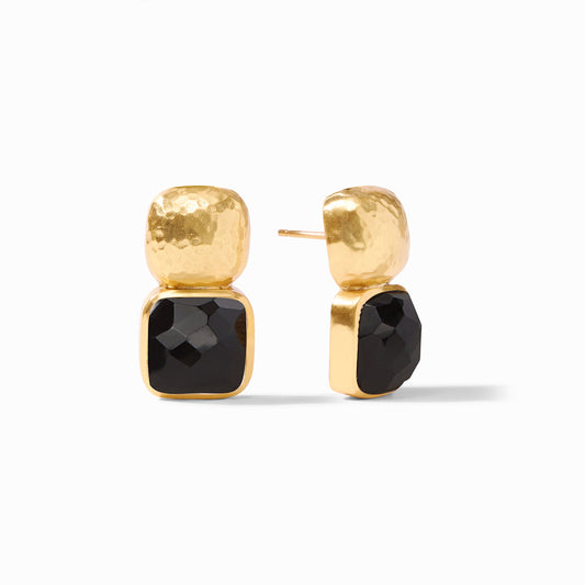 Catalina Earring Obsidian Black Gold OS
