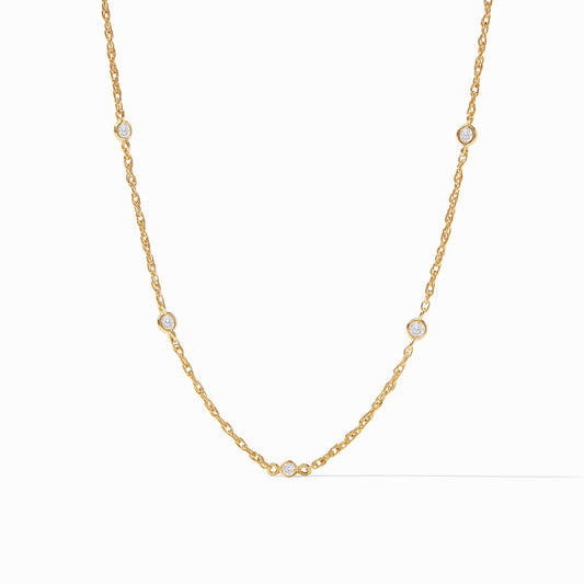 Celeste Delicate Station Necklace Cubic Zirconia Gold