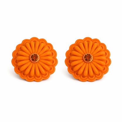 Earrings Concho Orange Citrus Statement