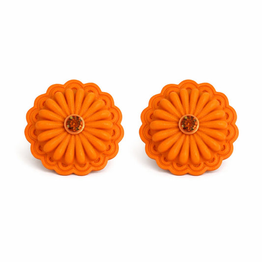 Earrings Concho Orange Citrus Statement