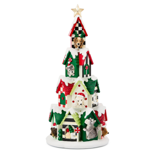 TREE ILLUMINATED DOG HOUSE TOWER