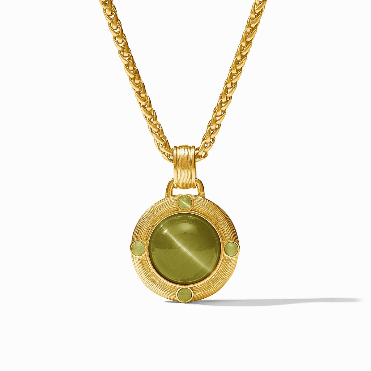 Julie Vos Cobblestone Demi Necklace Green Cat's Eye Gold