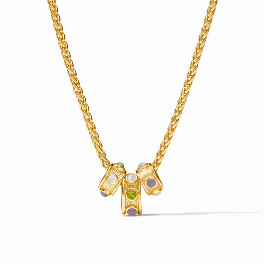 Cobblestone Loop Necklace Multi Stone Cat's Eye Gold OS