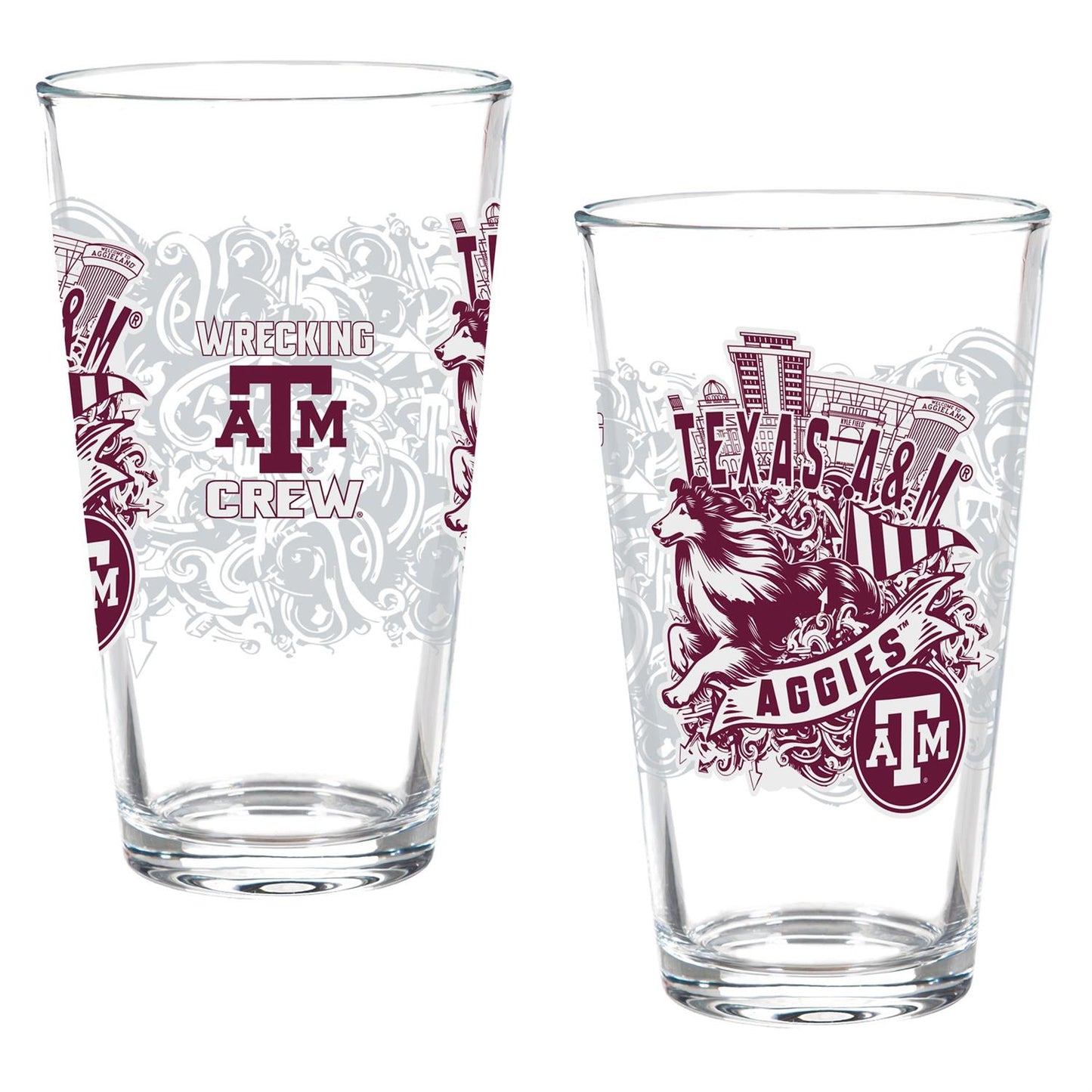 Evergreen Glass Pint Texas A&M University Set of 2 16oz