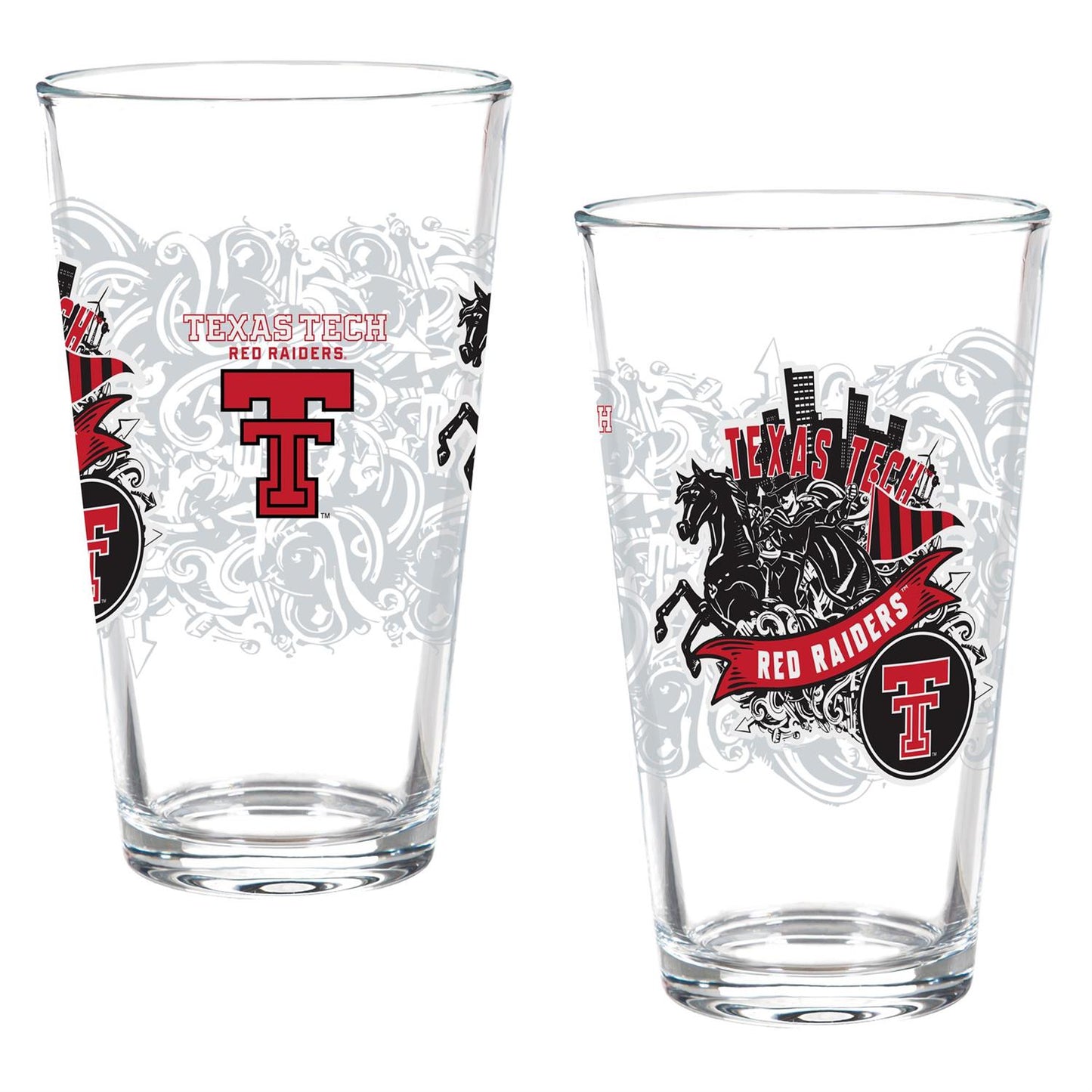 Evergreen Glass Pint Texas Tech University Set of 2 16oz