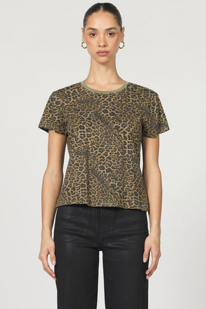 leopard crew neck tee