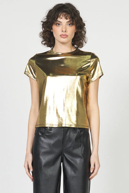 shiny gold short sleeve top 