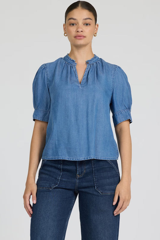 short sleeve denim top 