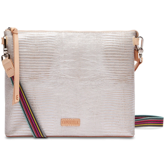 Celeste Downtown Crossbody, Silver Leather Crossbody Bag 
