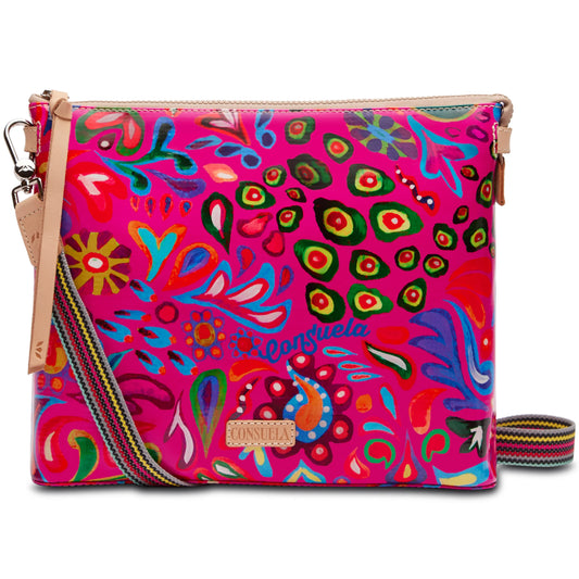 Ceci Downtown Crossbody Consuela, Hot Pink Crossbody, Oil Cloth Bag with Mexican patterns 