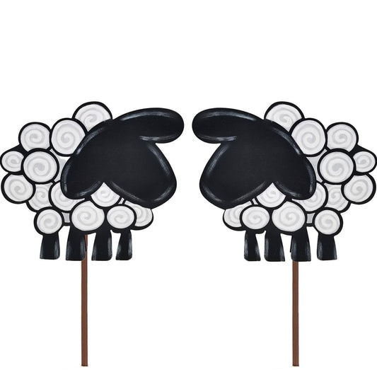 Round Top Stake Sheep Black Curly