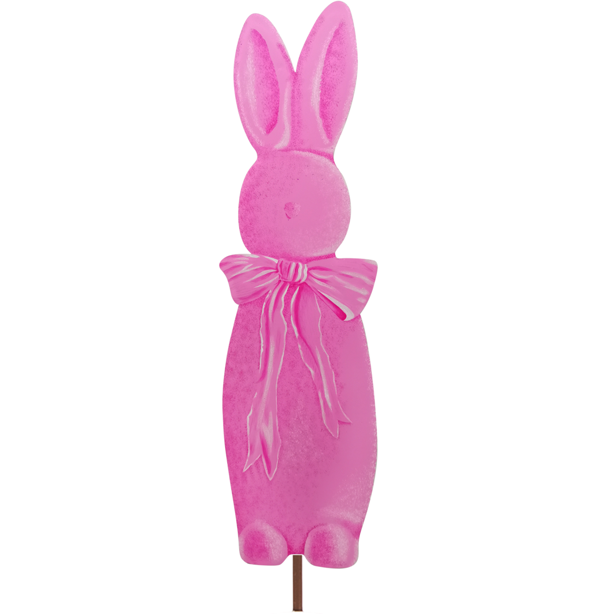 Round Top Yard Stake Bunny Fuzzy with Bow
