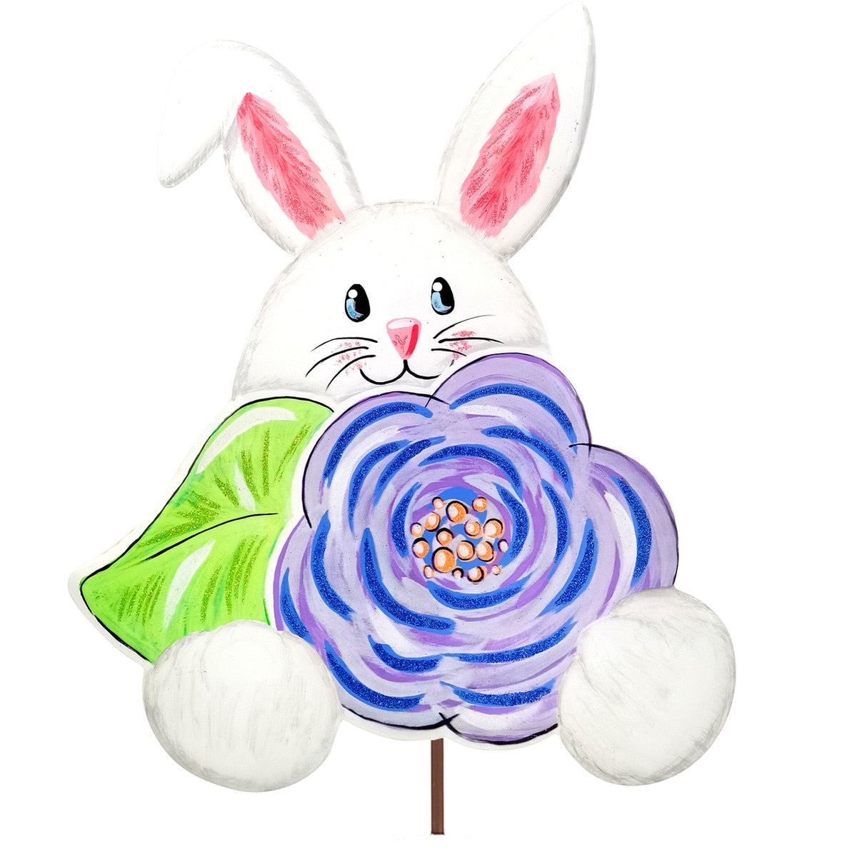 Round Top Stake Bunny & Flower Edgy