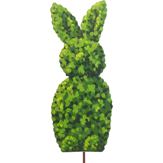 Round Top Stake Boxwood Bunny