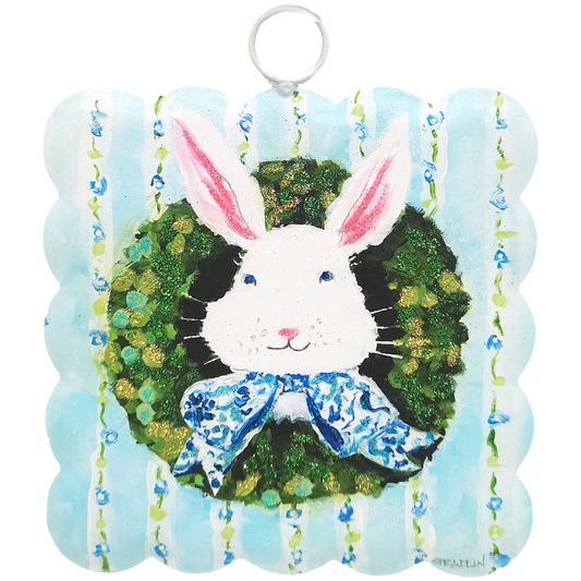 Round Top Print Mini Bunny In Boxwood Scallop
