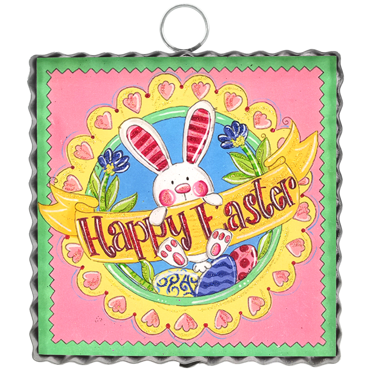 Round Top Print Mini Happy Easter Bunny