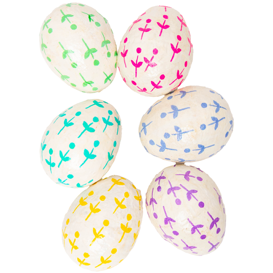 Round Top Eggs Floral Paper Mache Assorted