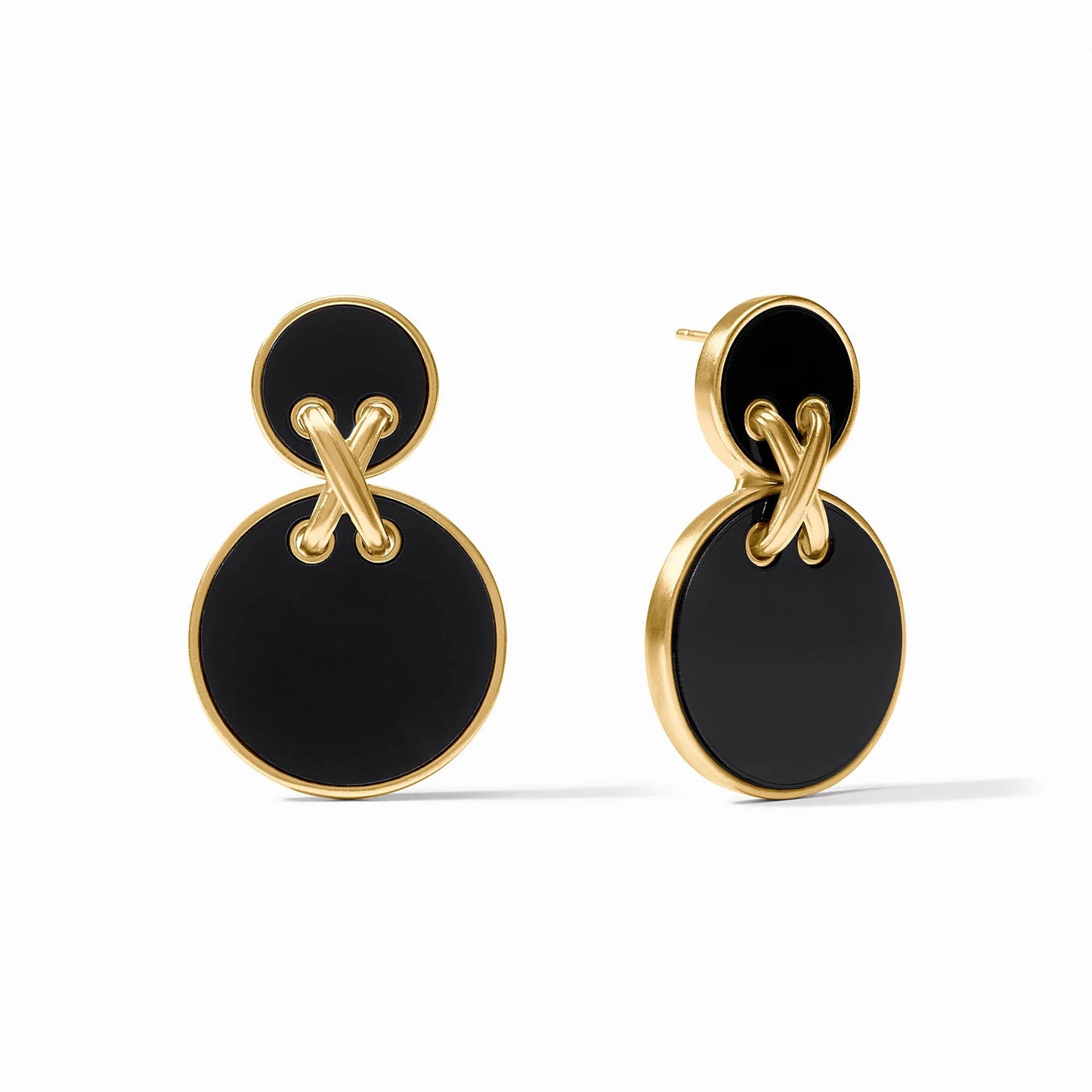 black and gold button style earrings 