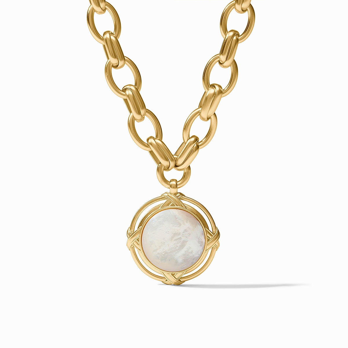 Julie Vos Essex Statement Necklace Mother of Pearl Gold OS