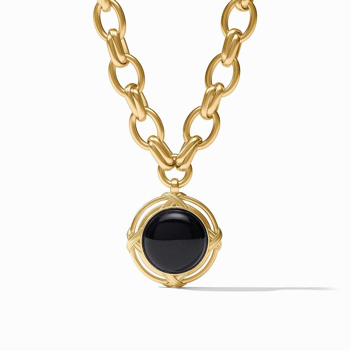 Julie Vos  Essex Statement Necklace Obsidian Black Gold OS