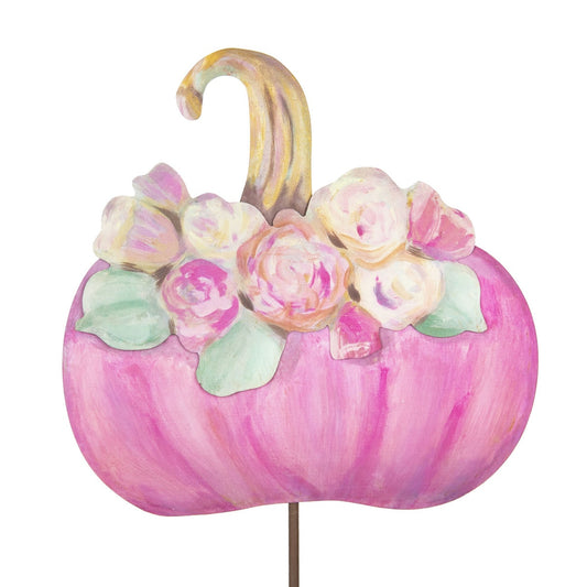Pink pumpkin with floral top by Round Top Collection.&nbsp;