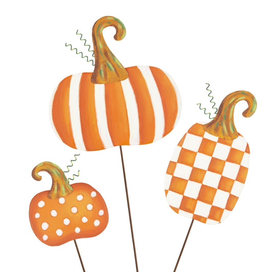 Stake Pumpkins Patterned (2 Colors)