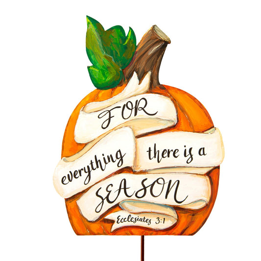 Stake Pumpkin Banner Ecclesiastes 3:1 round top collection